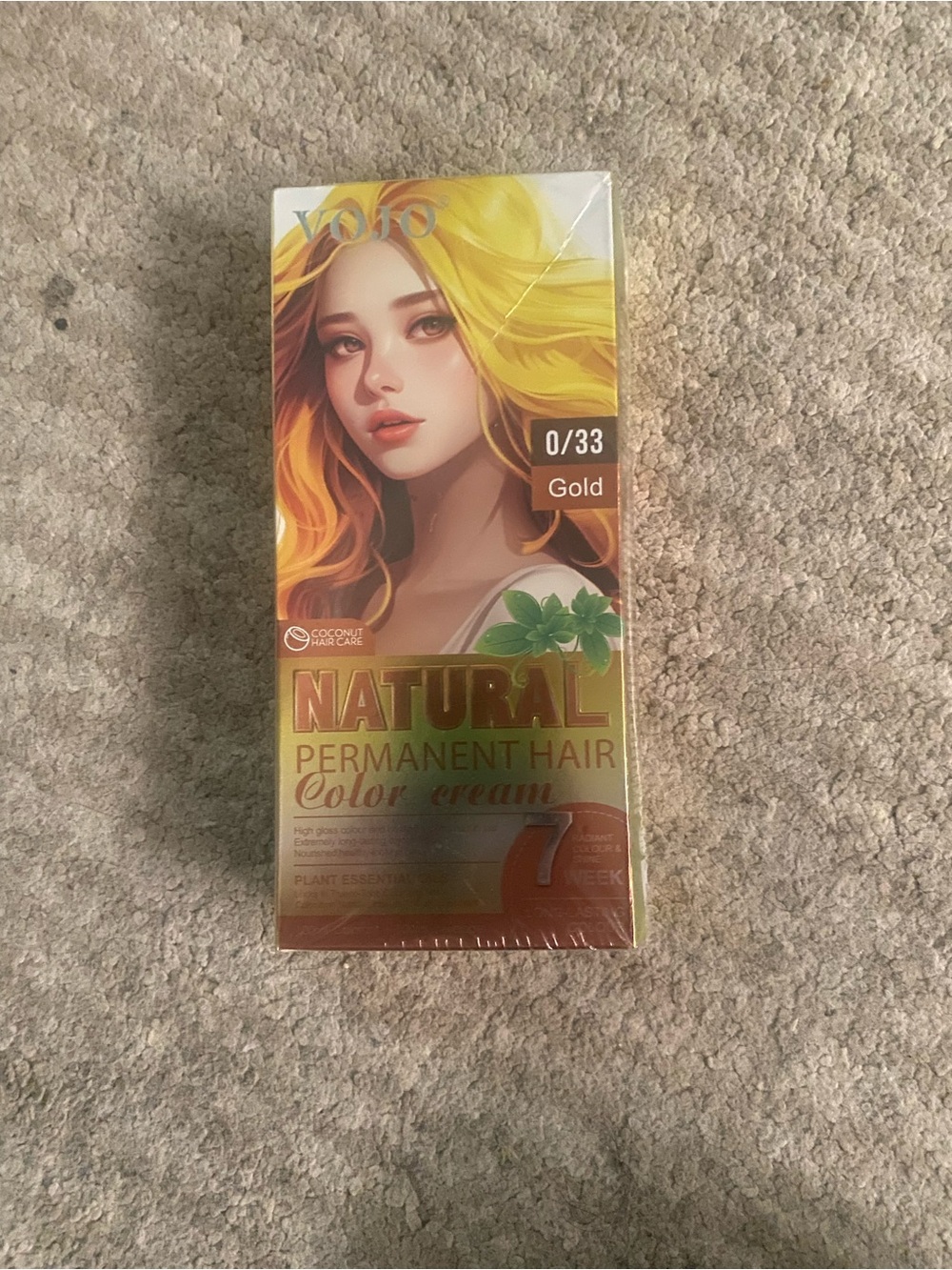Natural Permanent Hair Color Cream 0/33 Gold — Vibrant Gold Shade